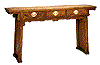 Narrow three drawer recessed leg table